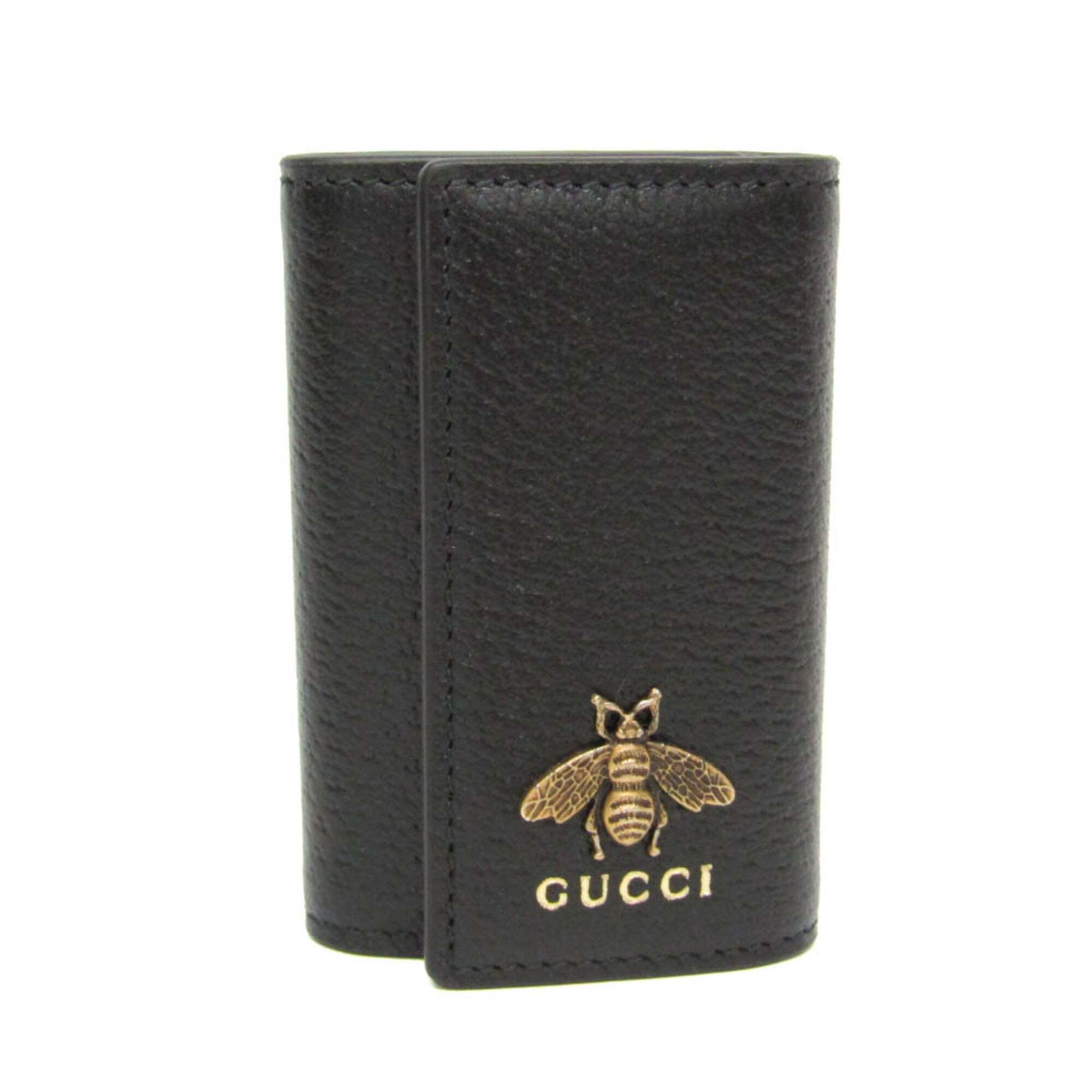 Gucci Animalier Bee 523683 Men,Women Leather Key Case Black
